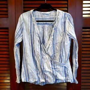 Zara Striped Wrap Top | size L